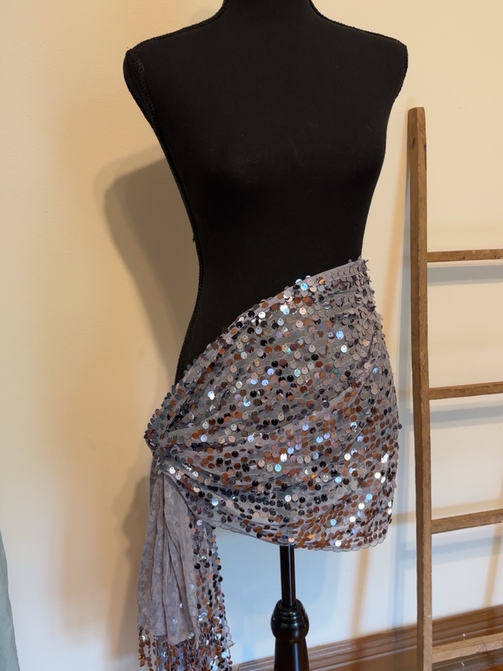 Sequin fringe scarf